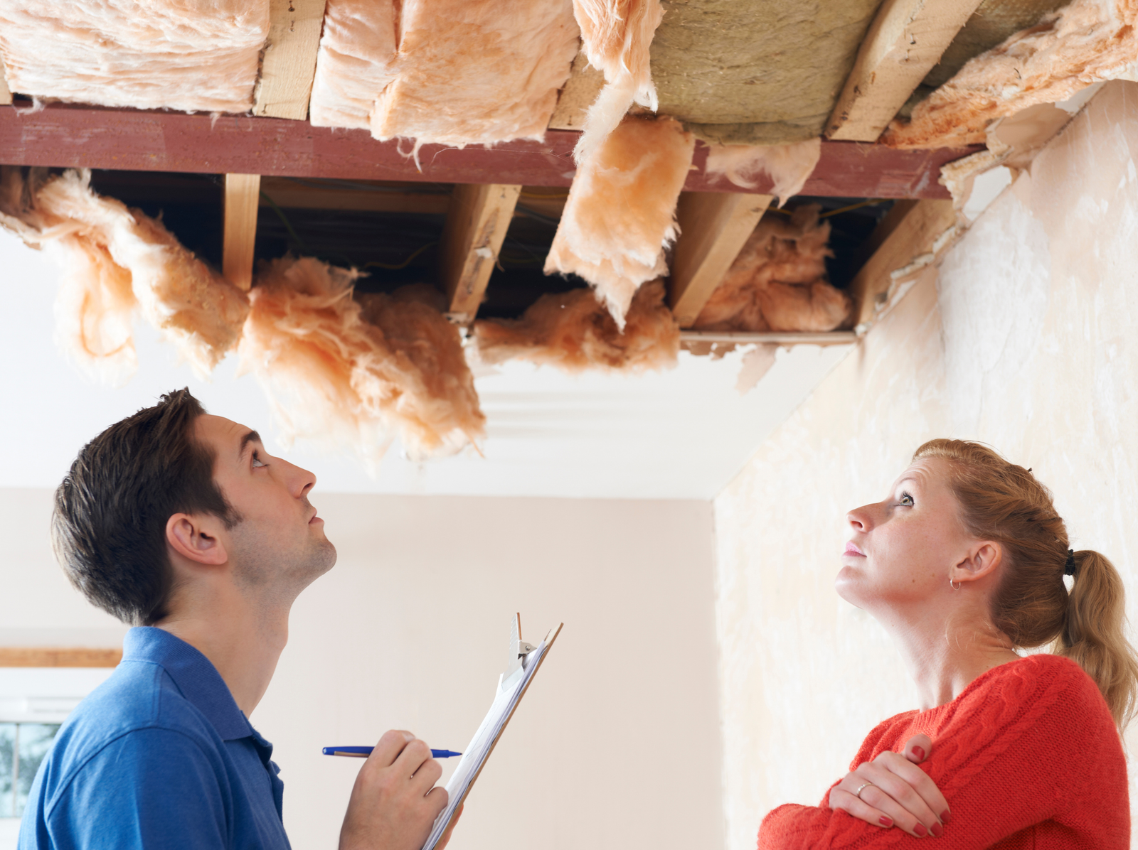 Water damage restoration expert at work